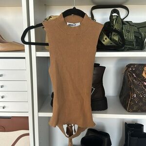 Open back mock neck tank